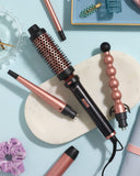 5 in 1 Curling Iron Set with Curling Brush and 4 Interchangeable Ceramic Curling Wand