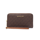 MK Jet Set Signature Logo Smartphone Wristlet - BROWN