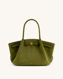 JW PEI Hana Medium Faux Suede Tote Bag - Dark Olive (MEDIUM SIZE)