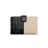MK Jet Set Medium Two-Tone Logo Wallet - BLACK