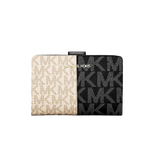 MK Jet Set Medium Two-Tone Logo Wallet - BLACK