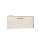 Jet Set Travel Large Saffiano Leather Quarter-Zip Wallet - LT Cream color