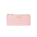 Jet Set Travel Large Saffiano Leather Quarter-Zip Wallet - powder blush
