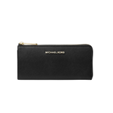 mk Jet Set Travel Large Saffiano Leather Quarter-Zip Wallet - black