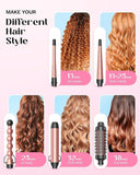 5 in 1 Curling Iron Set with Curling Brush and 4 Interchangeable Ceramic Curling Wand