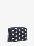 MK Jet Set Large Polka Dot Signature Logo Crossbody Bag - Navy