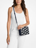 MK Jet Set Large Polka Dot Signature Logo Crossbody Bag - Navy
