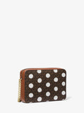 MK Jet Set Large Polka Dot Signature Logo Crossbody Bag - brown