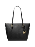 MK Charlotte Large Saffiano Leather Top-Zip Tote Bag - Black
