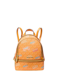 MK Rhea Extra-Small Printed Signature Logo Backpack - POP ORANGE