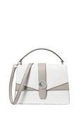 MK Greenwich Medium Color-Block and Signature Logo Satchel - Optic White color