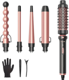 5 in 1 Curling Iron Set with Curling Brush and 4 Interchangeable Ceramic Curling Wand