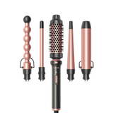 5 in 1 Curling Iron Set with Curling Brush and 4 Interchangeable Ceramic Curling Wand